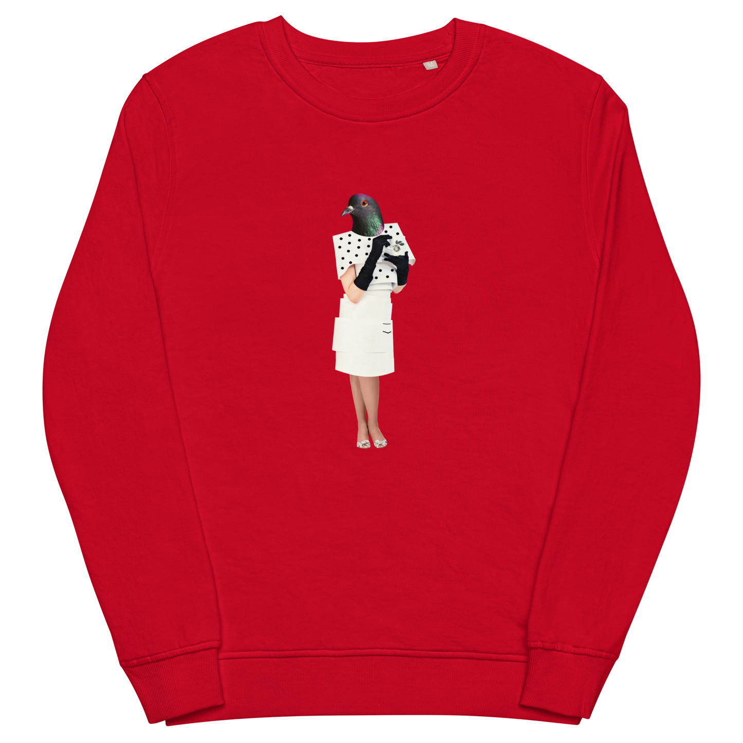 Anthropomorphic Pigeon Organic Cotton Sweatshirt Online - Red - Boozy Fox