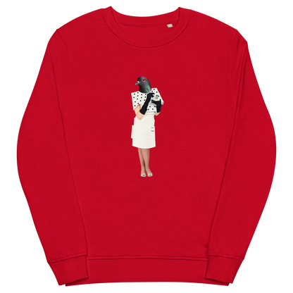 Anthropomorphic Pigeon Organic Cotton Sweatshirt Online - Red - Boozy Fox