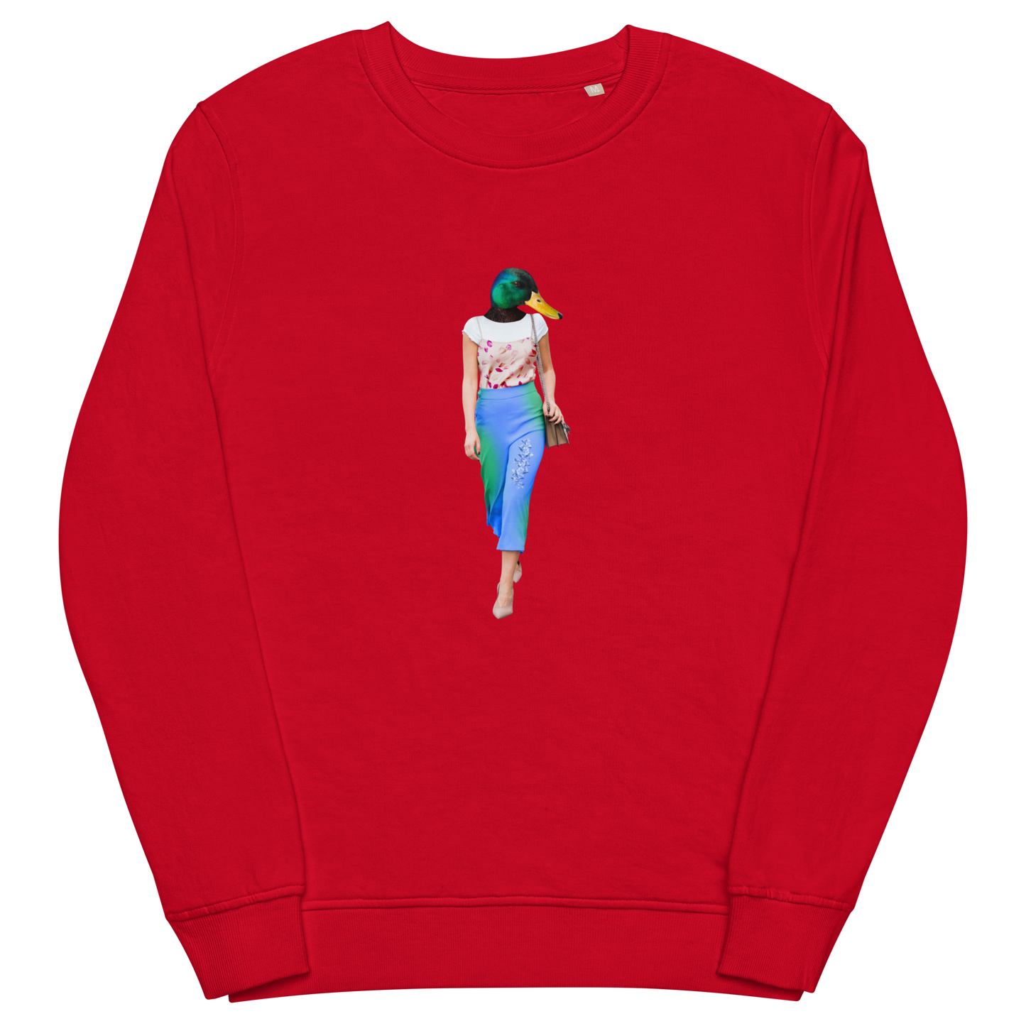 Anthropomorphic Duck Organic Cotton Sweatshirt Online - Red  - Boozy Fox