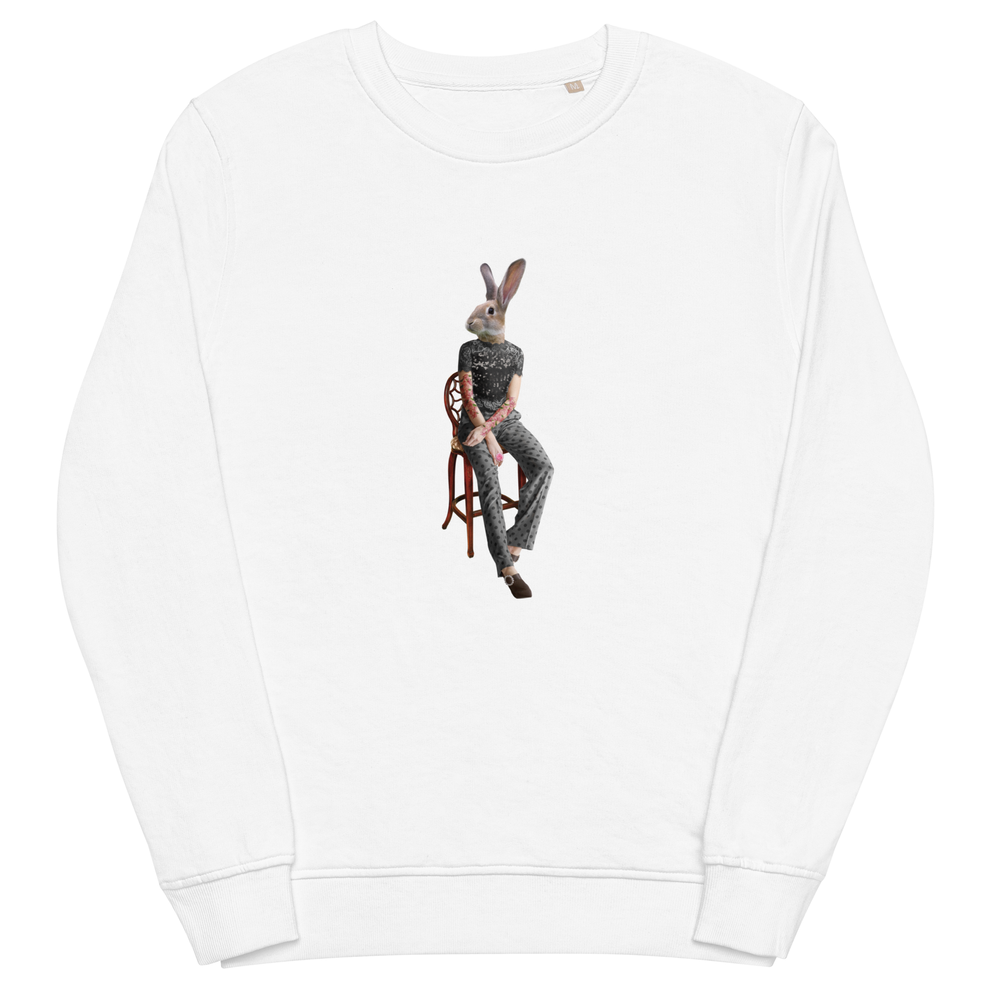 Anthropomorphic Rabbit Organic Cotton Sweatshirt Online - White - Boozy Fox