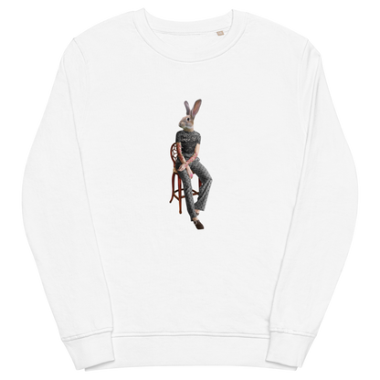 Anthropomorphic Rabbit Organic Cotton Sweatshirt Online - White - Boozy Fox