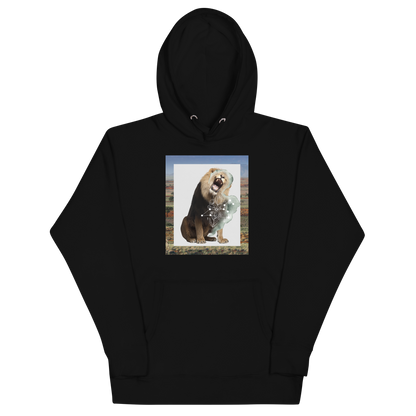 Black Premium Lion Hoodie featuring a fierce Roaring Lion graphic on the chest - Cool Graphic Lion Hoodies - Boozy Fox
