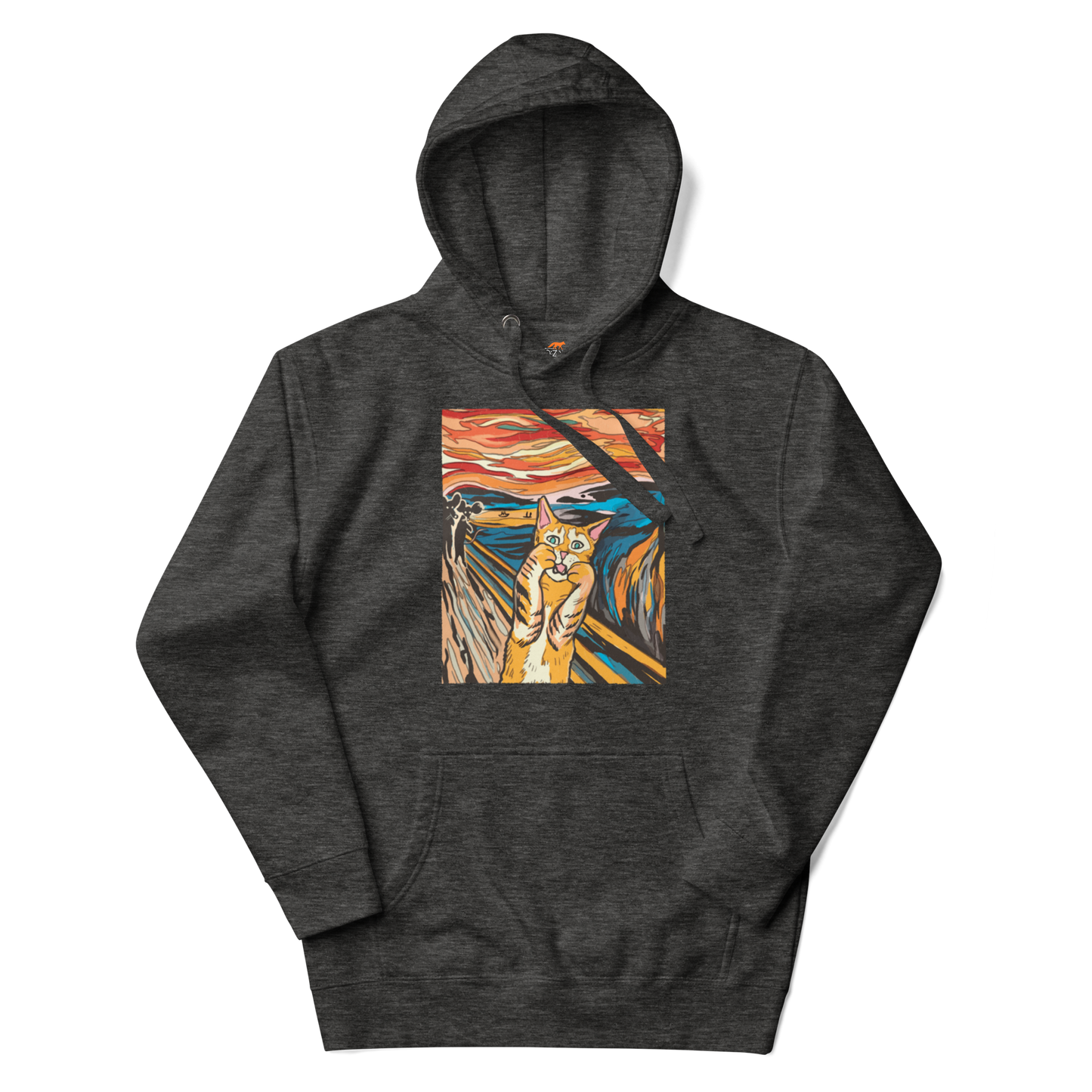 The Screaming Cat Premium Hoodie Online - Charcoal Heather - Boozy Fox