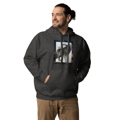 Man wearing a Charcoal Heather Premium Hoodie - Boozy Fox