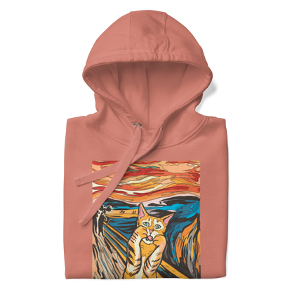 Front details of a Dusty Rose The Screaming Cat Premium Hoodie - Boozy Fox