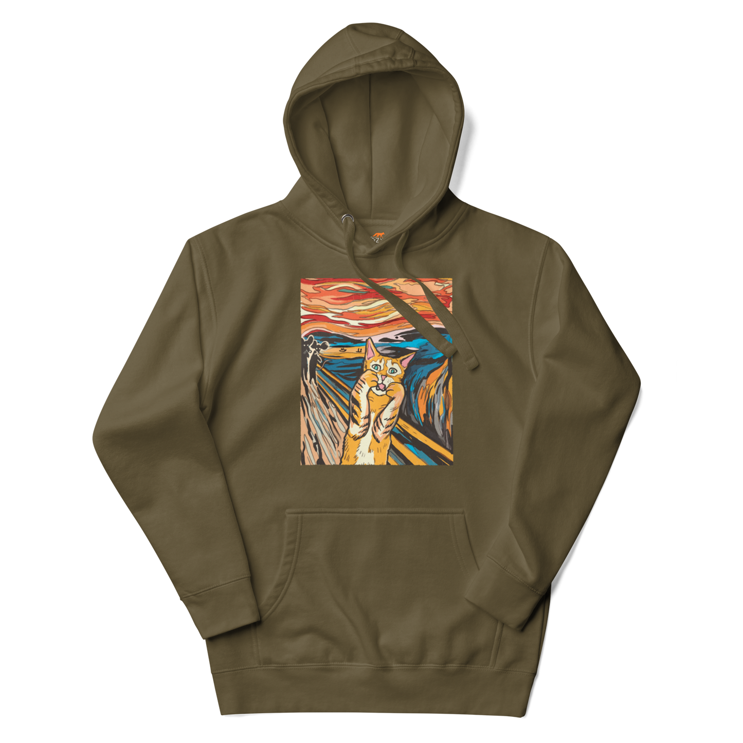 The Screaming Cat Premium Hoodie Online - Military Green - Boozy Fox