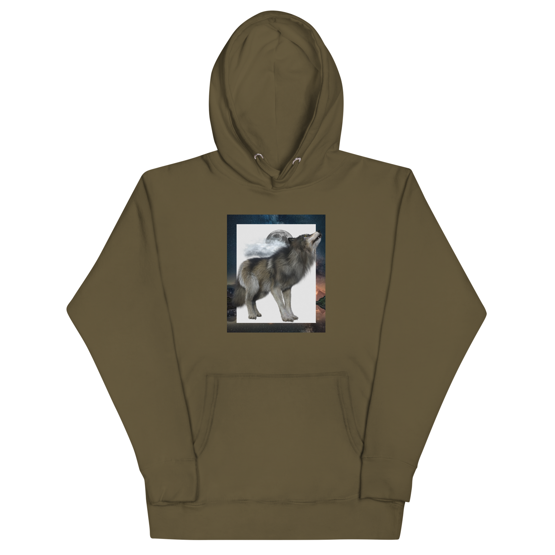 Wolf Premium Hoodie Online - Military Green - Boozy Fox