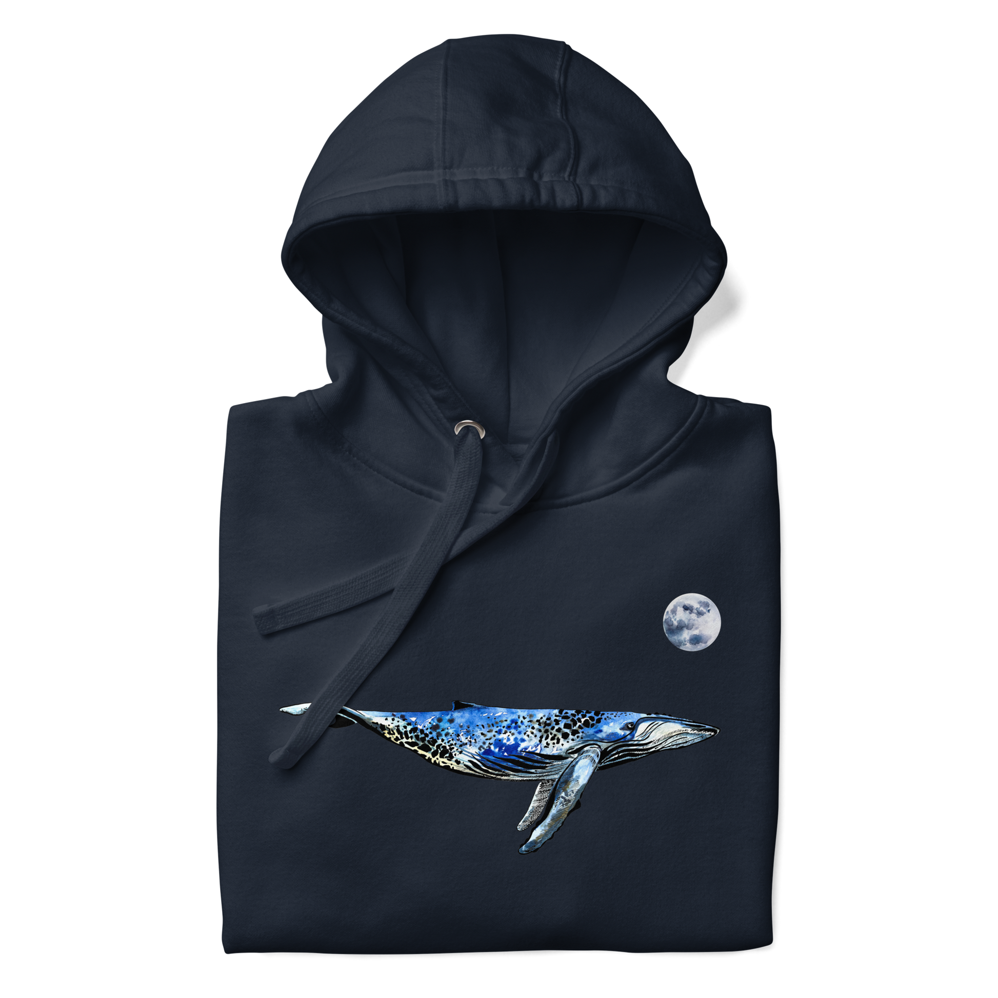 Front details of a Navy Blazer Whale Premium Hoodie - Boozy Fox