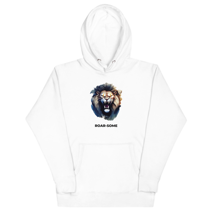 Roar-Some Lion Premium Hoodie Online - White - Boozy Fox