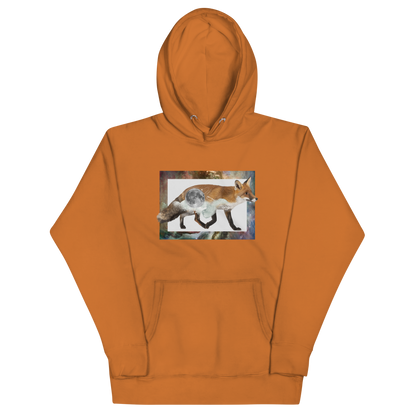 Funny Space Fox premium graphic hoodie in adobe orange by Boozy Fox