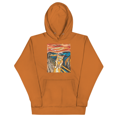 Funny The Screaming Cat parody premium graphic hoodie in adobe orange by Boozy Fox
