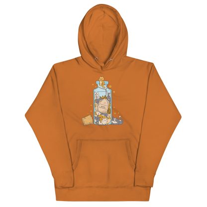 Funny Purrscription: Anti-depressants Cat premium graphic hoodie in adobe orange by Boozy Fox