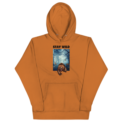 Funny Stay Wild Bear premium graphic hoodie in adobe orange by Boozy Fox