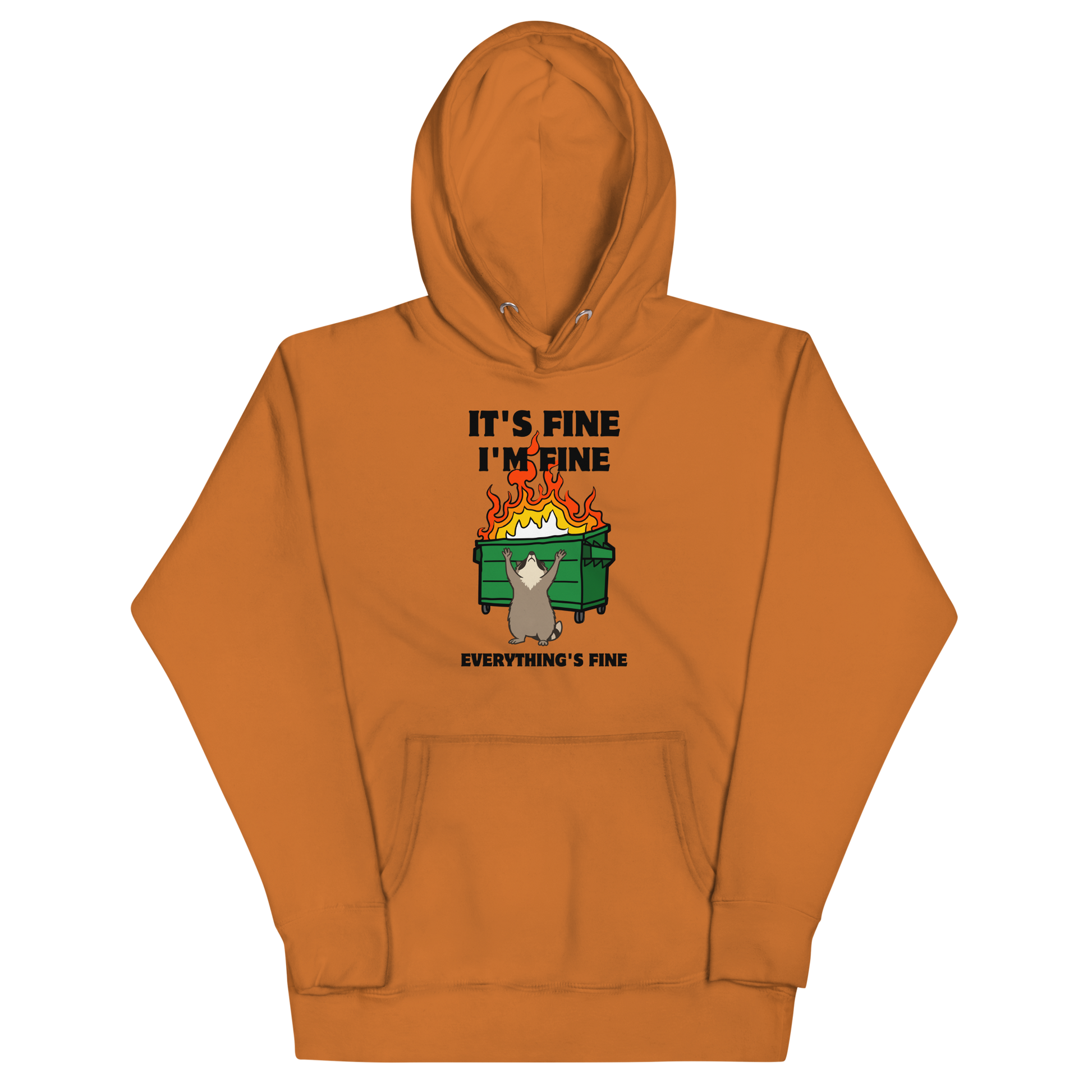 Funny Dumpster Fire Raccoon premium graphic hoodie in adobe by Boozy Fox