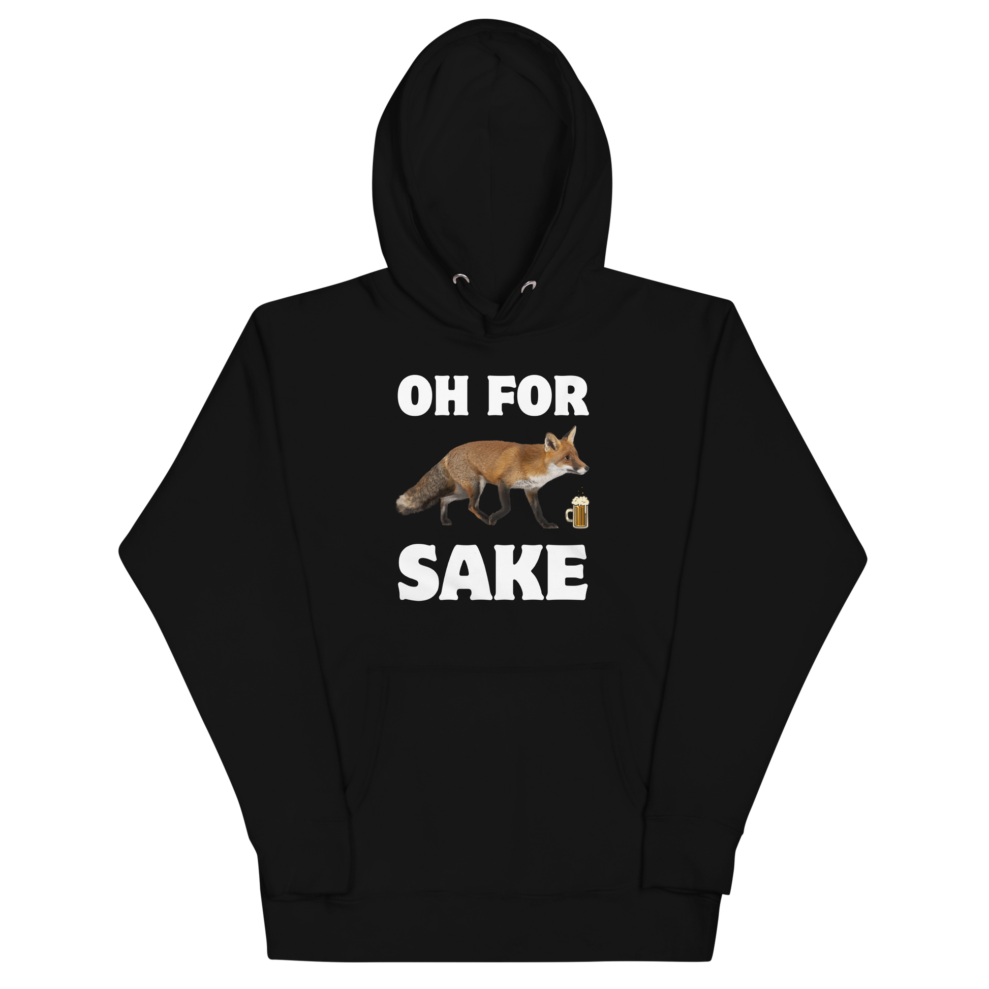 Funny Oh For Fox Sake premium graphic hoodie in black by Boozy Fox