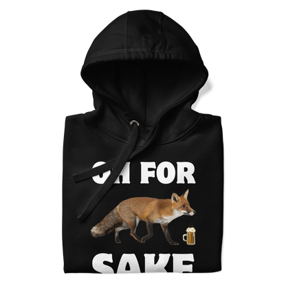 Front details of a Funny Oh For Fox Sake premium graphic hoodie in black by Boozy Fox