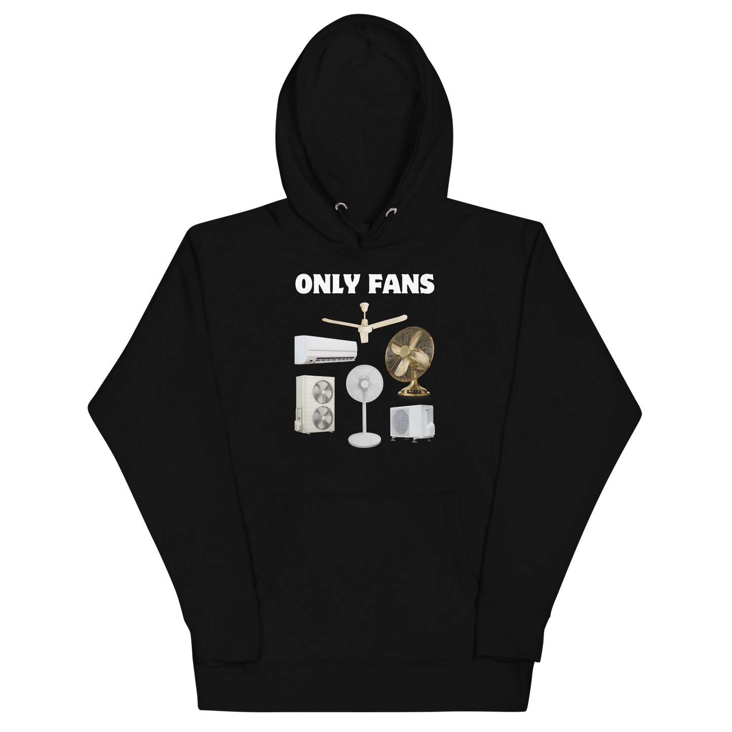 Funny Only Fans parody premium graphic hoodie in black by Boozy Fox