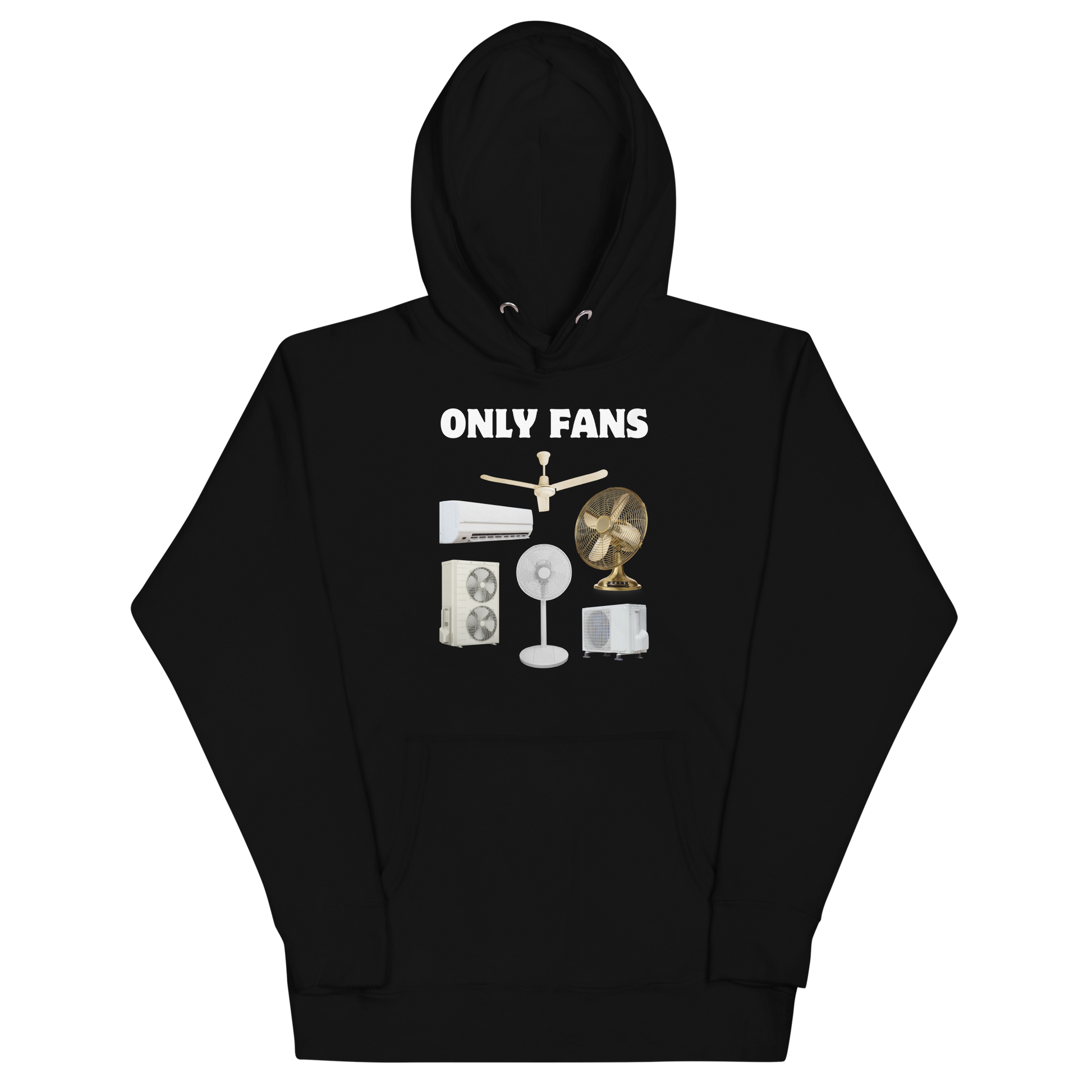 Funny Only Fans parody premium graphic hoodie in black by Boozy Fox