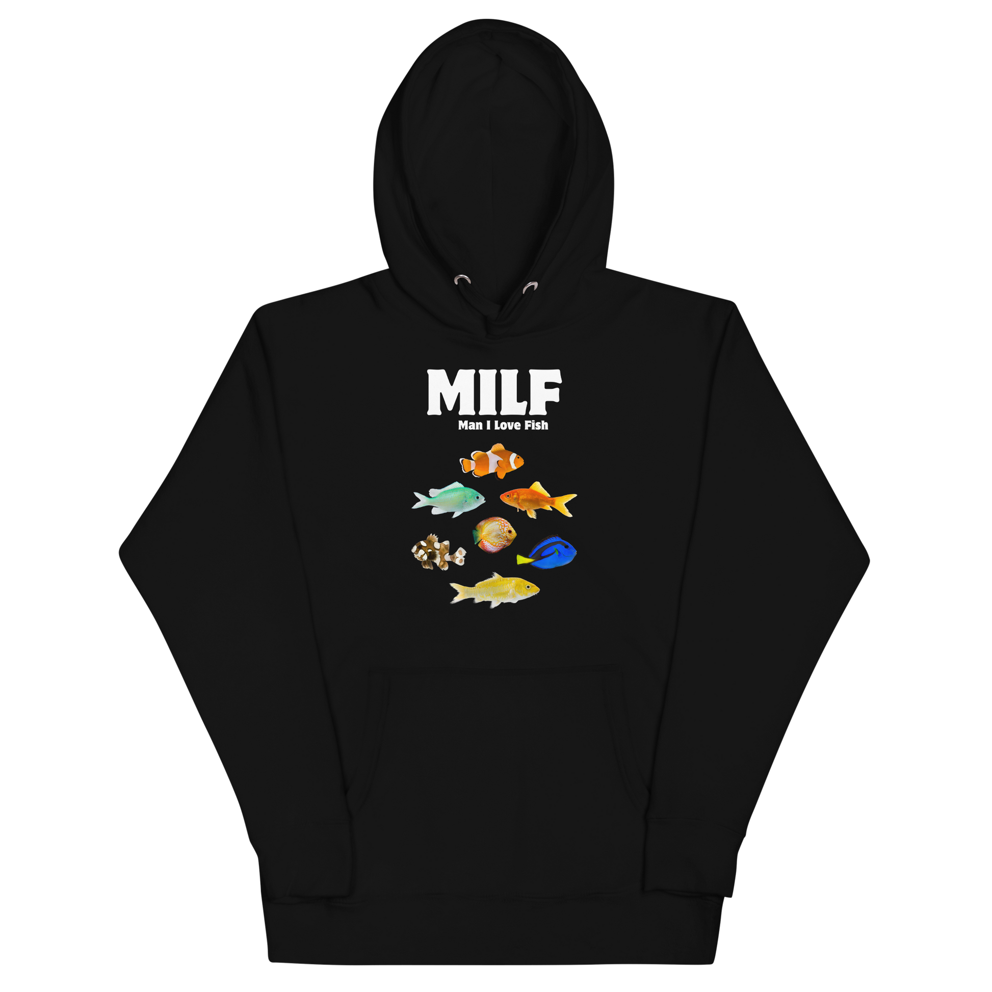 Funny Man I Love Fish premium graphic hoodie in black by Boozy Fox