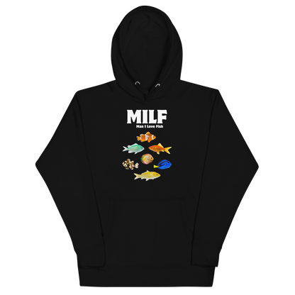 Funny Man I Love Fish premium graphic hoodie in black by Boozy Fox