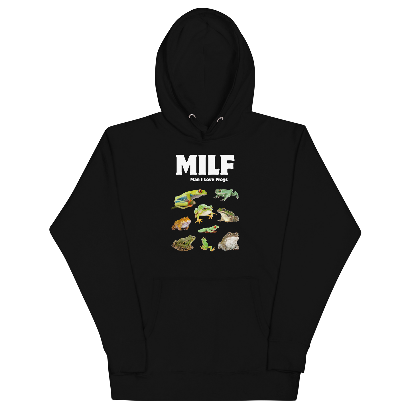 Funny Man I Love Frogs premium graphic hoodie in black by Boozy Fox