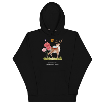 Funny Summer Is a State of Mind Deer premium graphic hoodie in black by Boozy Fox