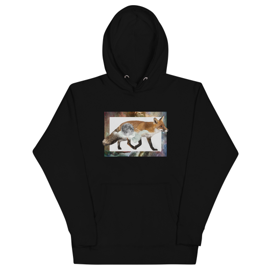 Funny Space Fox premium graphic hoodie in black by Boozy Fox