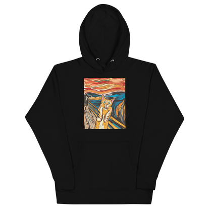Funny The Screaming Cat parody premium graphic hoodie in black by Boozy Fox