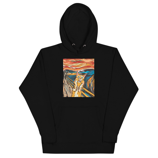 Funny The Screaming Cat parody premium graphic hoodie in black by Boozy Fox