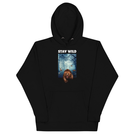 Funny Stay Wild Bear premium graphic hoodie in black by Boozy Fox