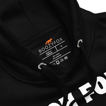 Product details of a Funny Oh For Fox Sake premium graphic hoodie in black by Boozy Fox