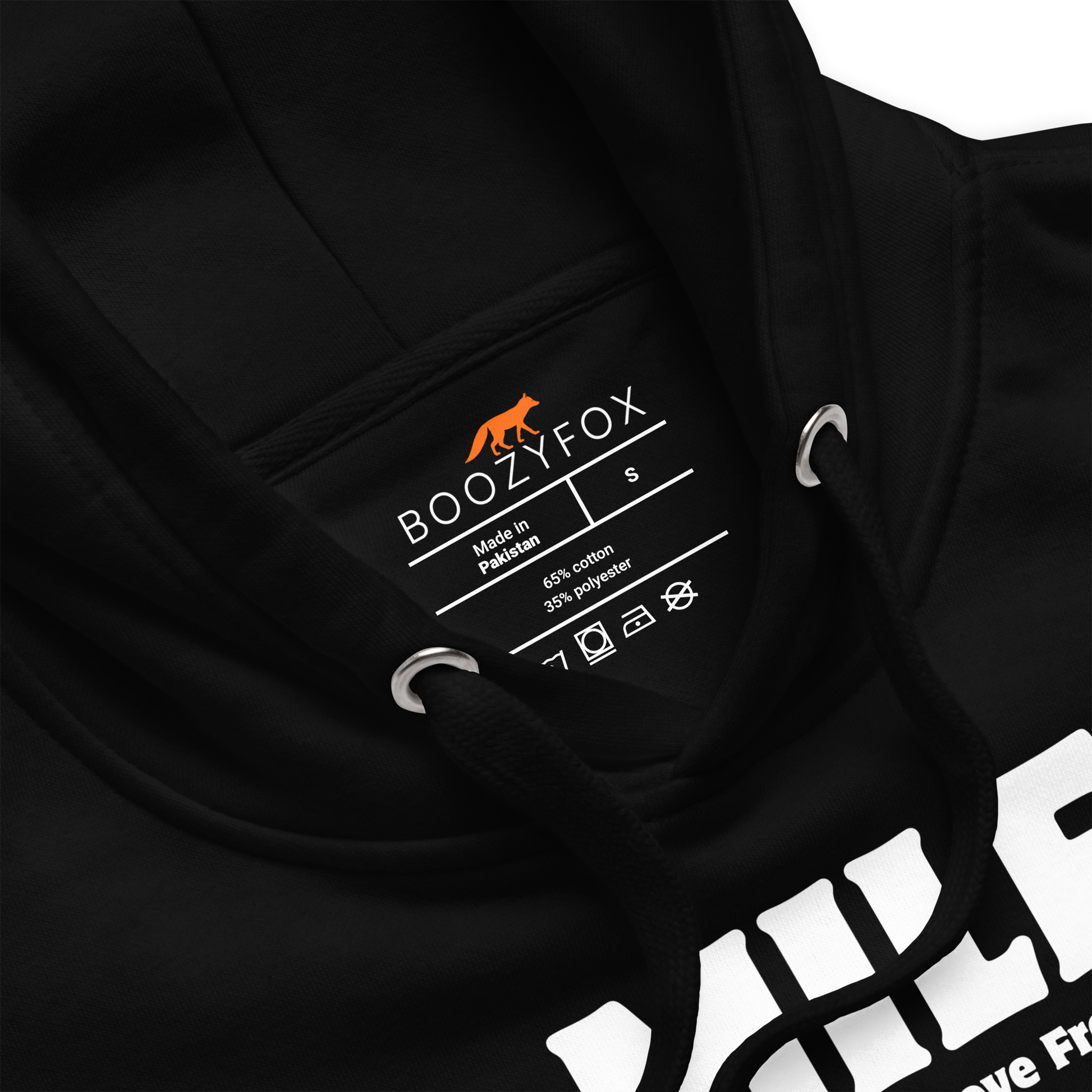 Product details of a Funny Man I Love Frogs premium graphic hoodie in black by Boozy Fox