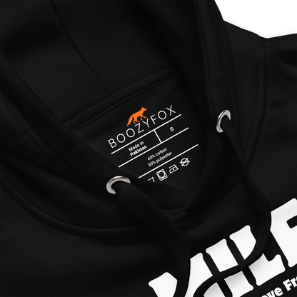 Product details of a Funny Man I Love Frogs premium graphic hoodie in black by Boozy Fox