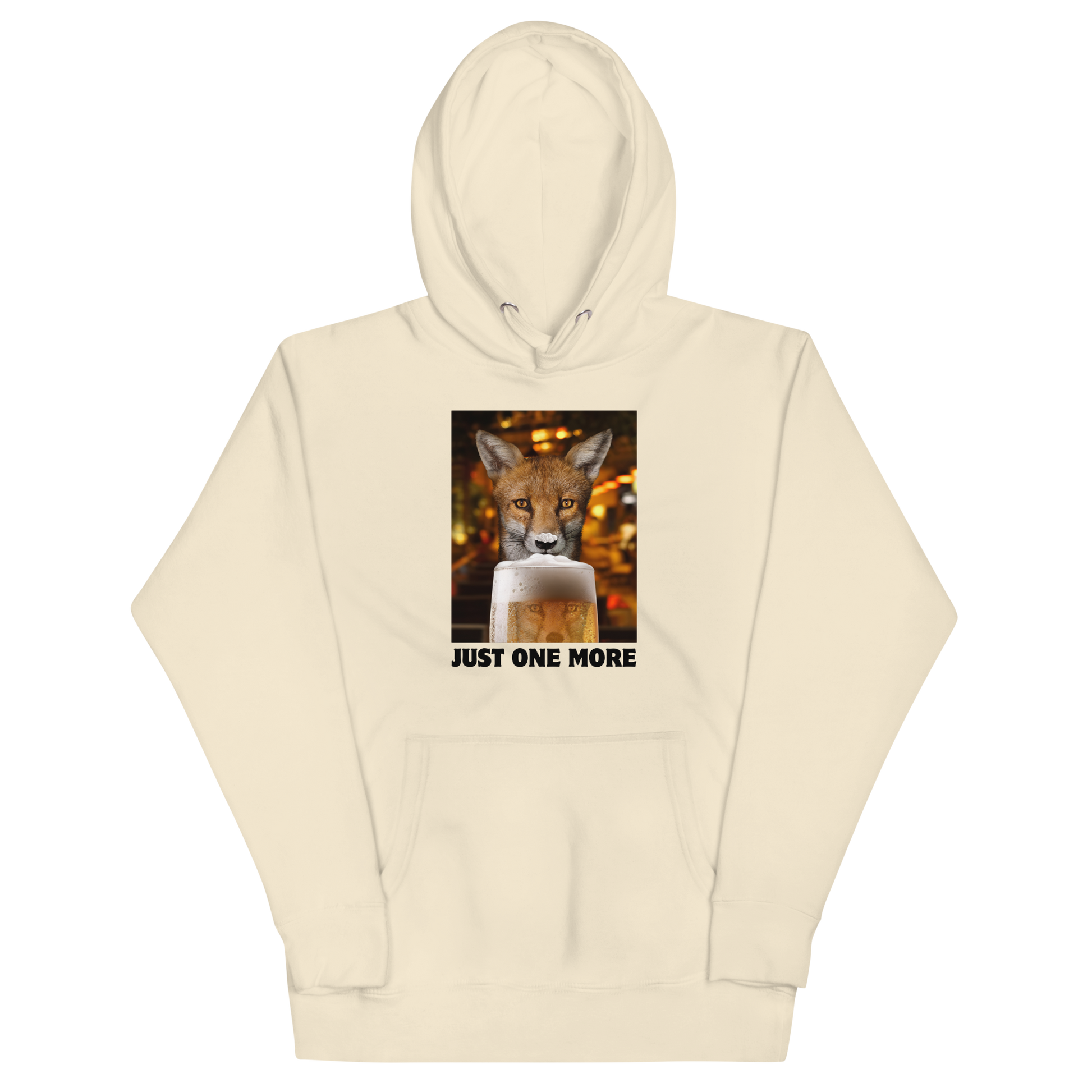 Funny Just One More Fox premium graphic hoodie in bone white by Boozy Fox