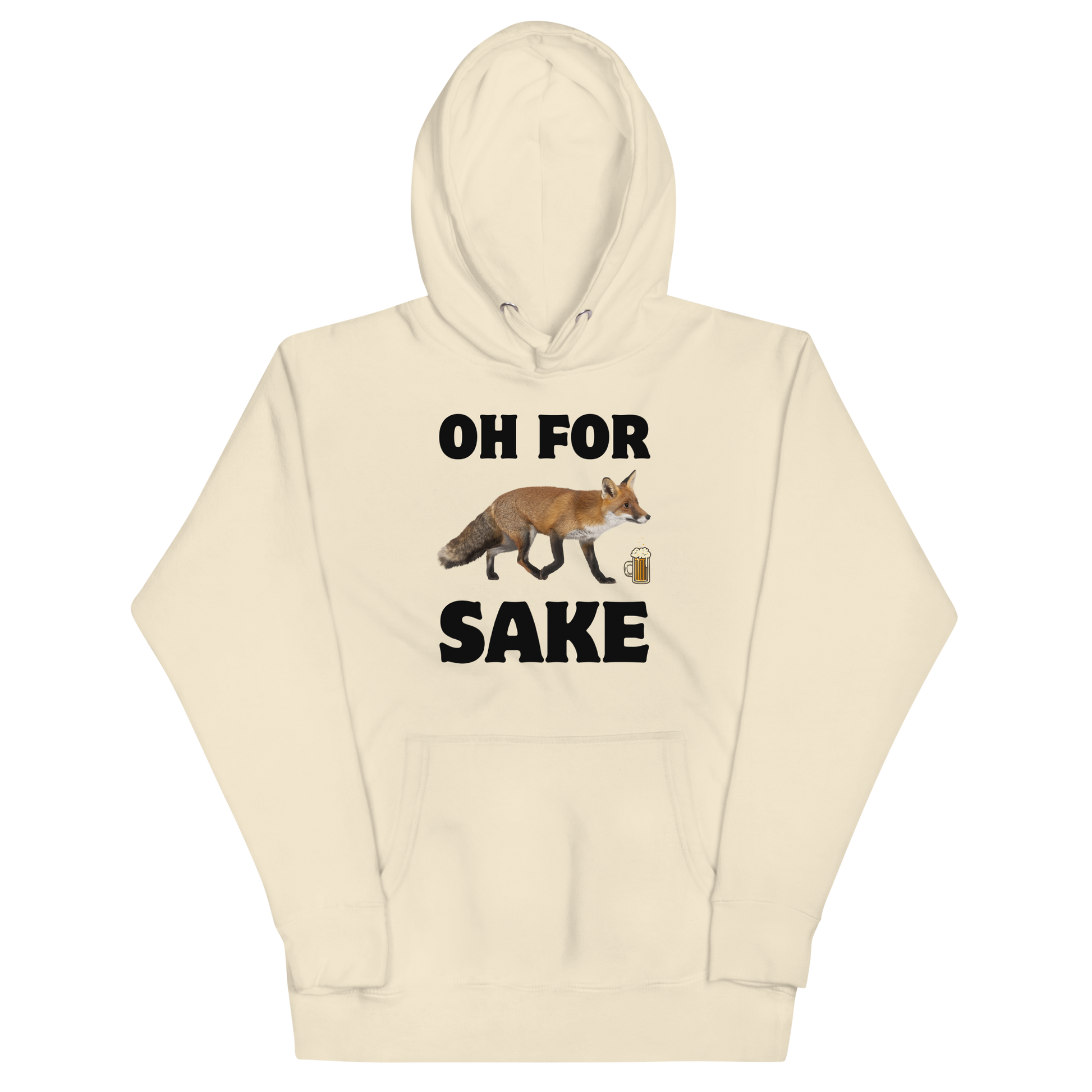 Funny Oh For Fox Sake premium graphic hoodie in bone white by Boozy Fox