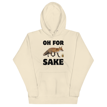 Funny Oh For Fox Sake premium graphic hoodie in bone white by Boozy Fox