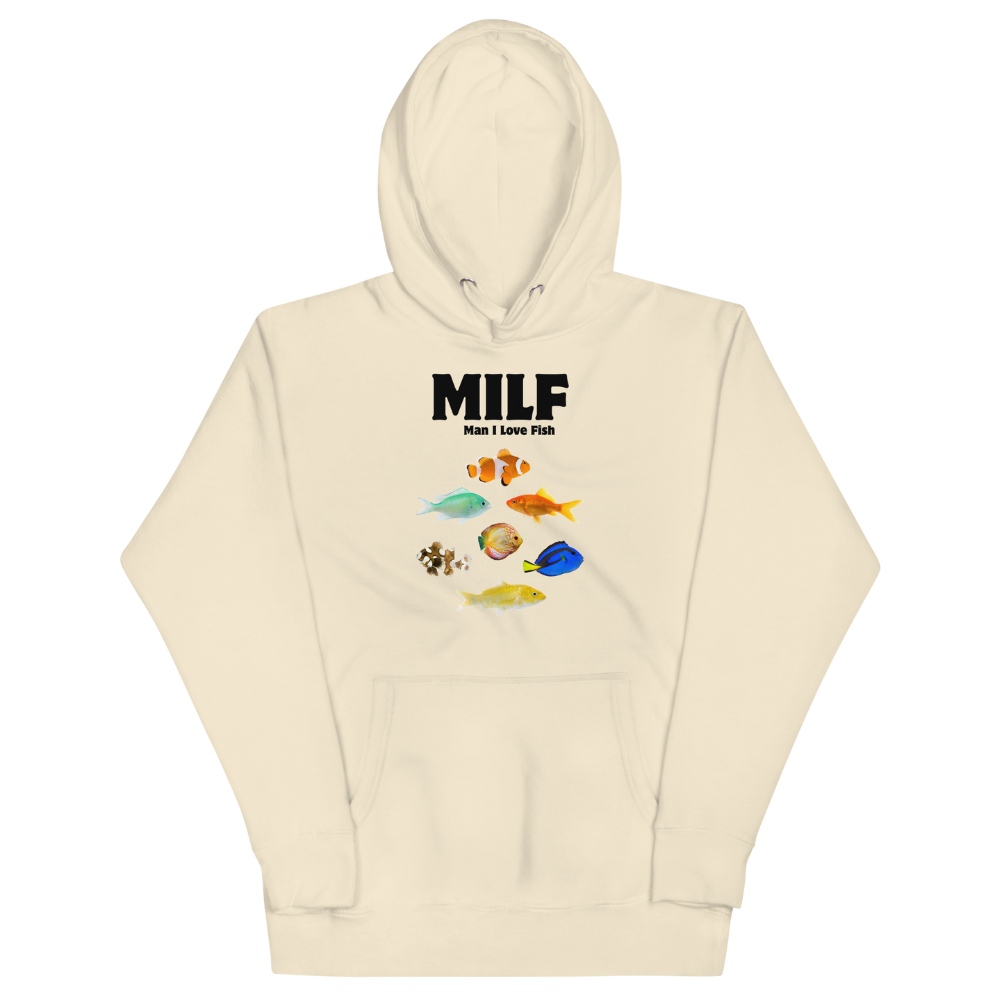 Funny Man I Love Fish premium graphic hoodie in bone white by Boozy Fox