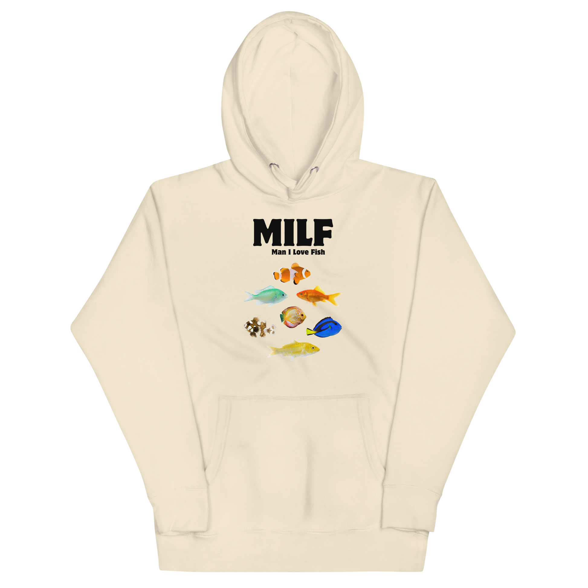 Funny Man I Love Fish premium graphic hoodie in bone white by Boozy Fox