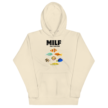 Funny Man I Love Fish premium graphic hoodie in bone white by Boozy Fox