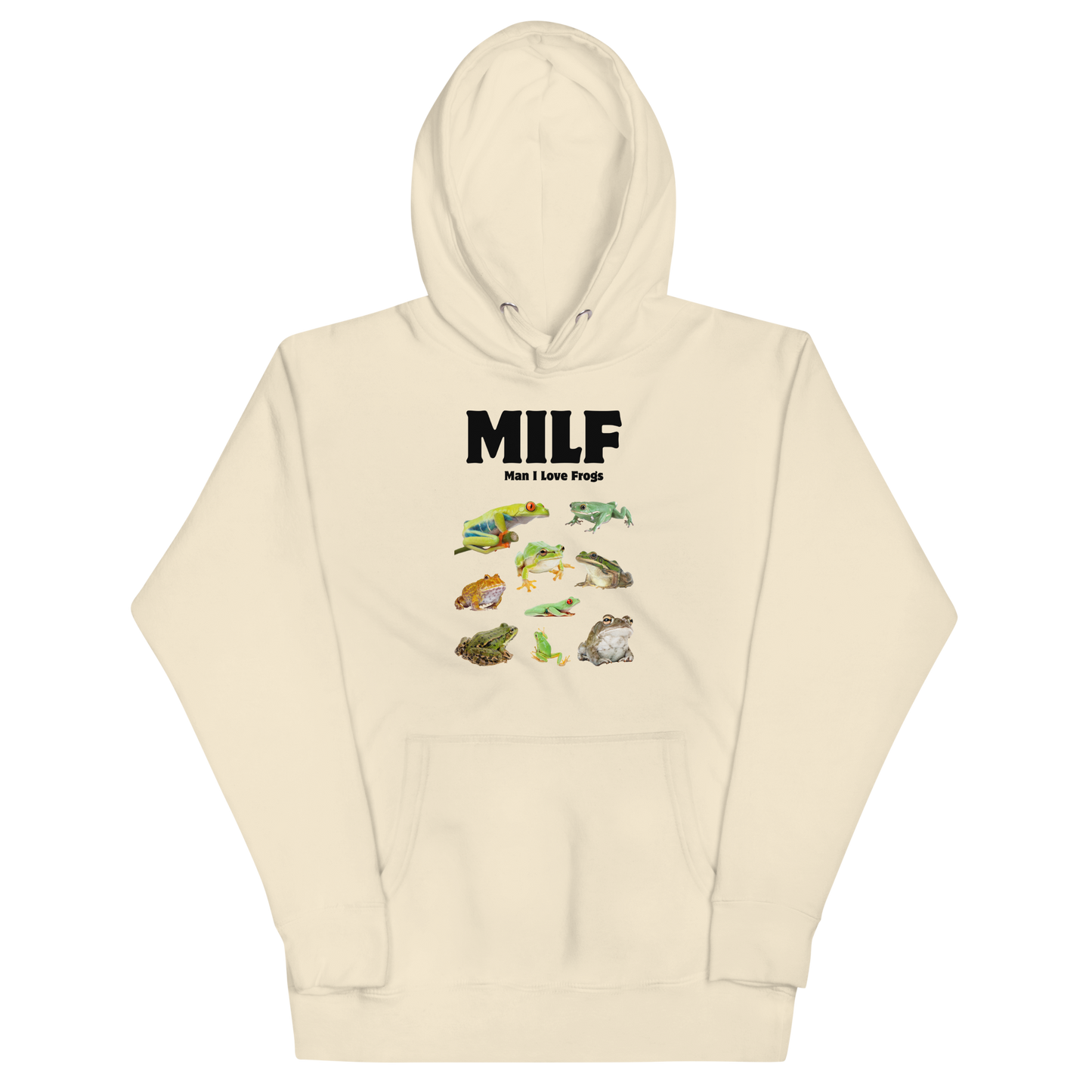 Funny Man I Love Frogs premium graphic hoodie in bone white by Boozy Fox
