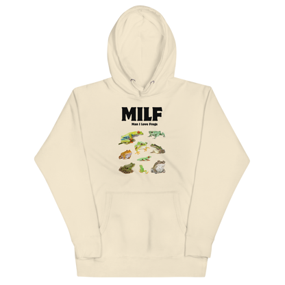 Funny Man I Love Frogs premium graphic hoodie in bone white by Boozy Fox