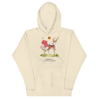 Funny Summer Is a State of Mind Deer premium graphic hoodie in bone white by Boozy Fox