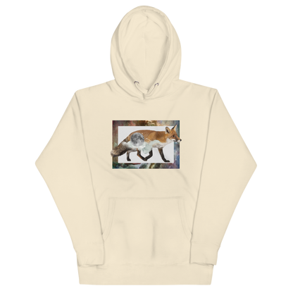 Funny Space Fox premium graphic hoodie in bone white by Boozy Fox
