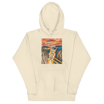 Funny The Screaming Cat parody premium graphic hoodie in bone white by Boozy Fox