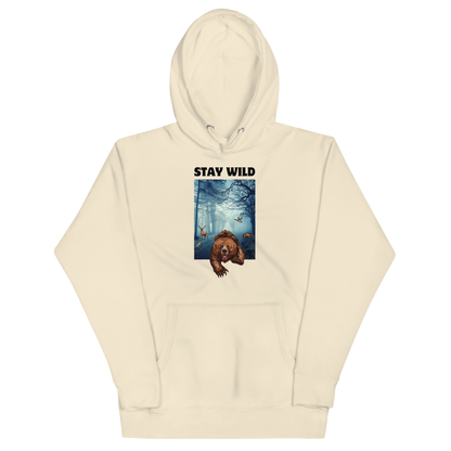 Funny Stay Wild Bear premium graphic hoodie in bone white by Boozy Fox