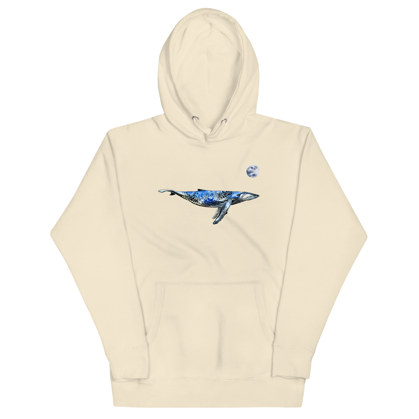 Funny Whale under the moon premium graphic hoodie in bone white by Boozy Fox