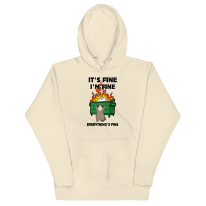 Funny Dumpster Fire Raccoon premium graphic hoodie in bone by Boozy Fox
