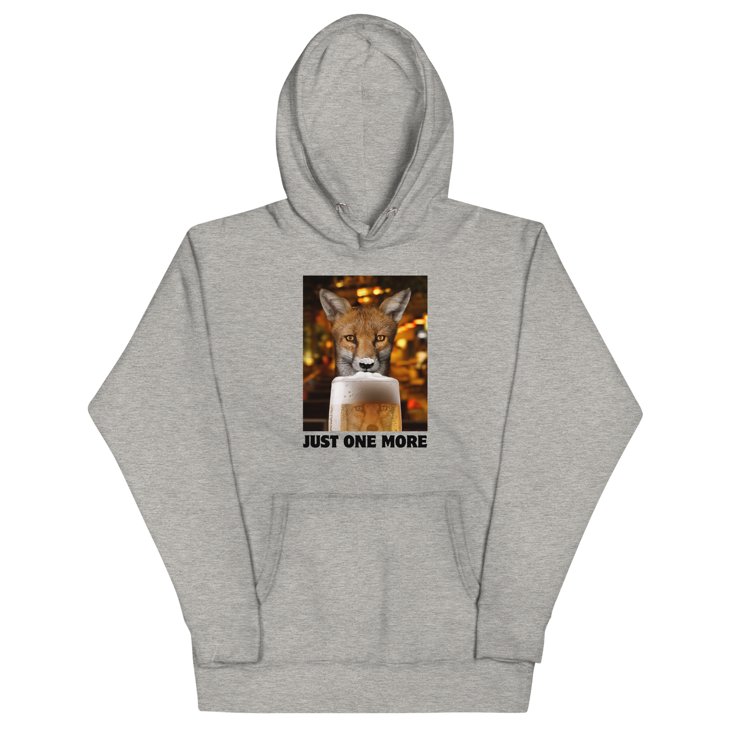 Funny Just One More Fox premium graphic hoodie in carbon grey by Boozy Fox
