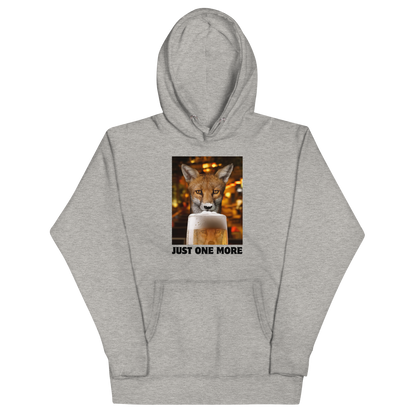 Funny Just One More Fox premium graphic hoodie in carbon grey by Boozy Fox