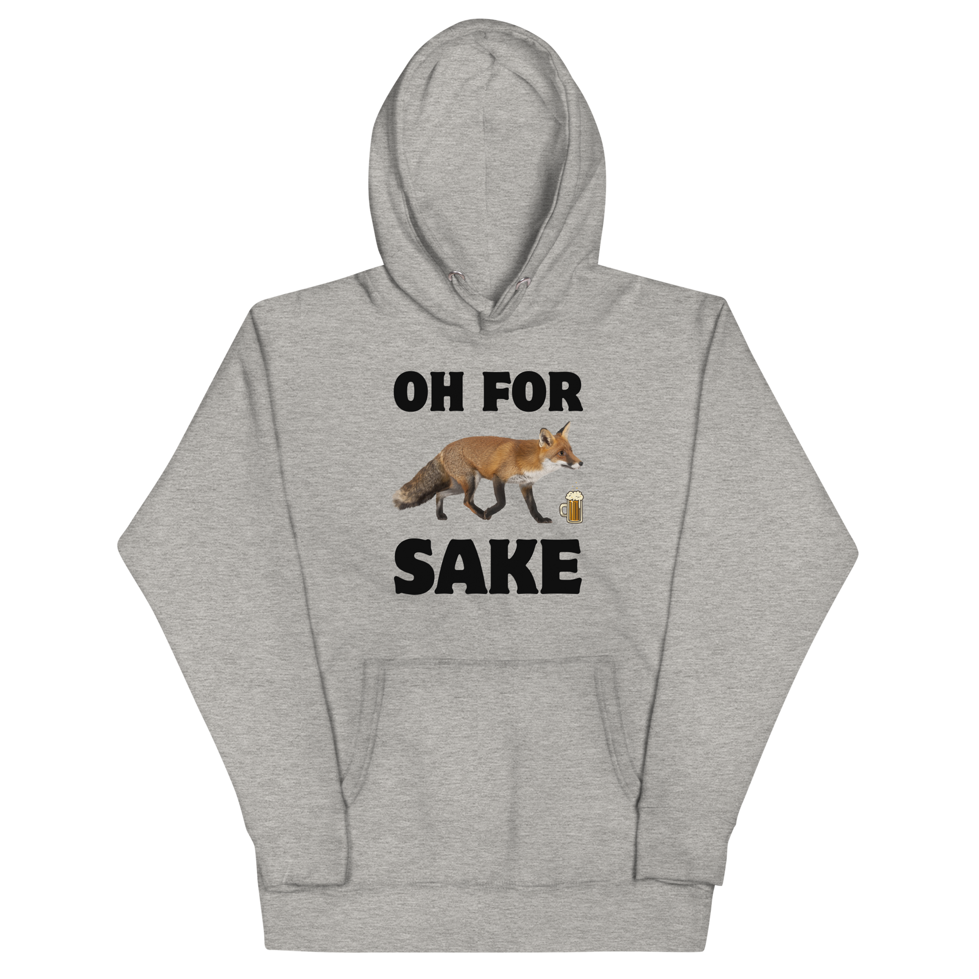 Funny Oh For Fox Sake premium graphic hoodie in carbon grey by Boozy Fox